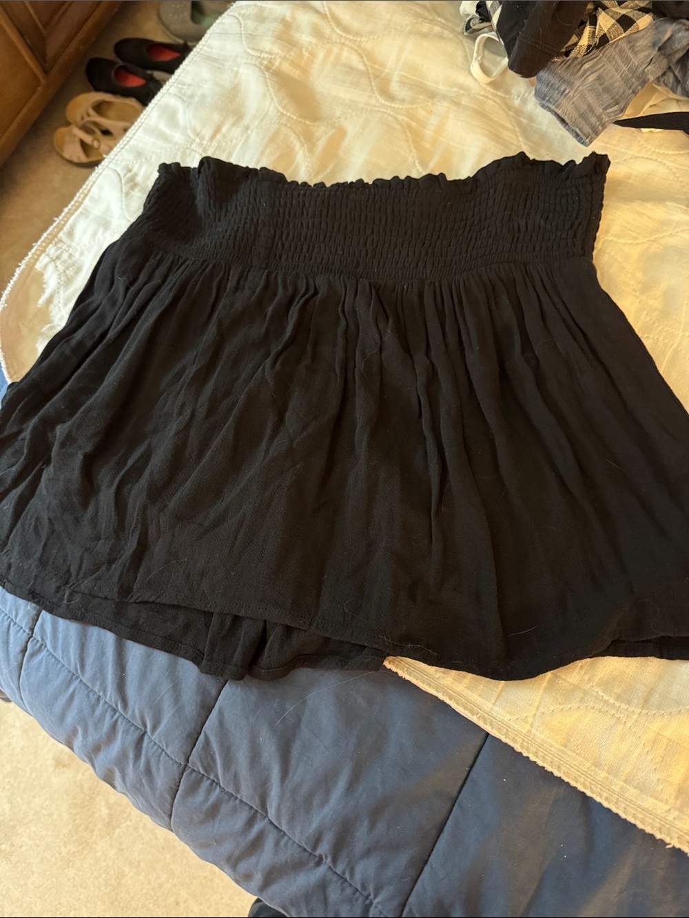 Ecote Black Smocked Waist Mini Skirt